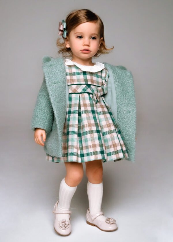 Baby Checked Ruffle Neck Dress