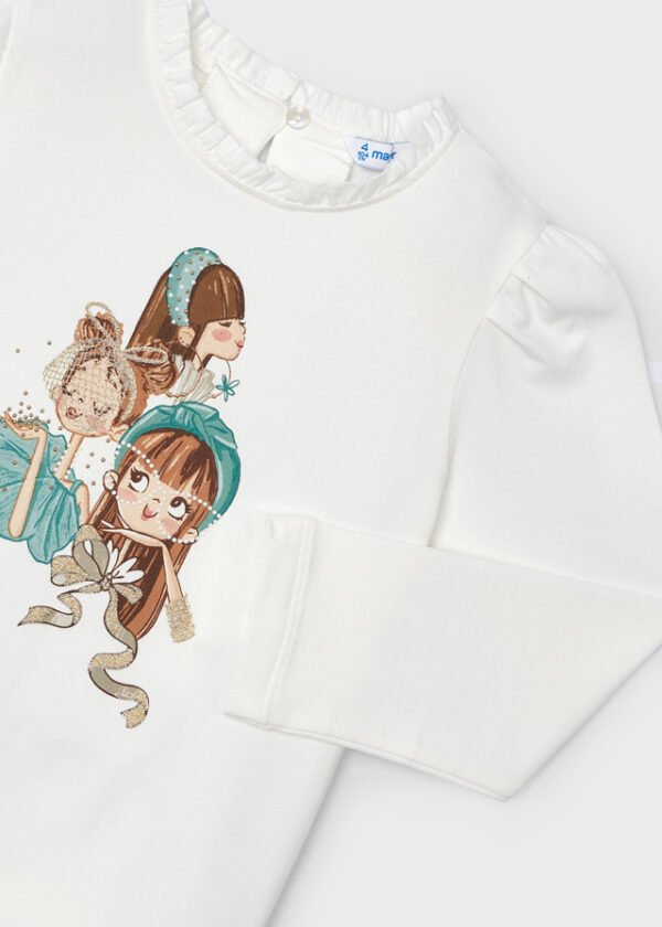 Girl print mock neck T-shirt