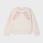 Girl Embroidered Flower Jumper