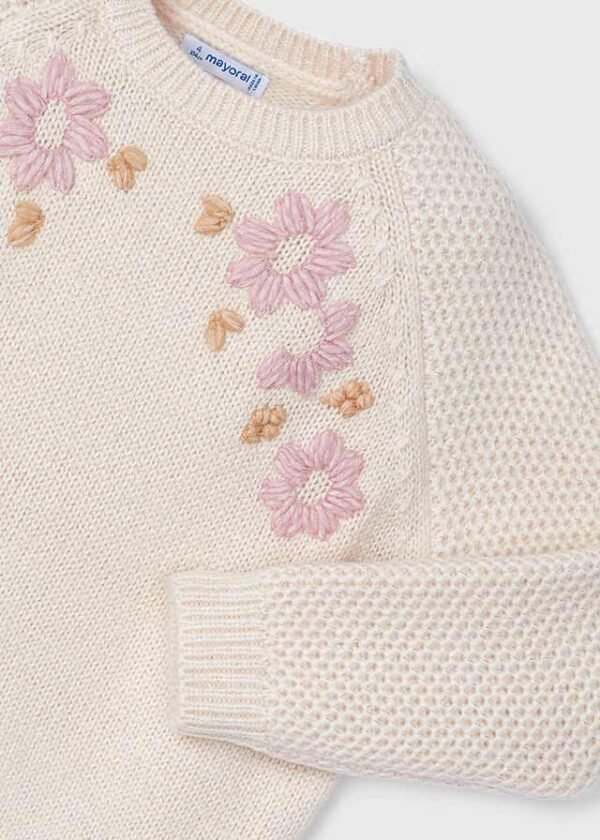 Girl Embroidered Flower Jumper