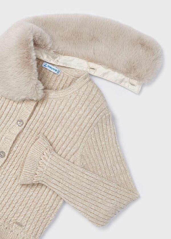 Girl fur neck cardigan