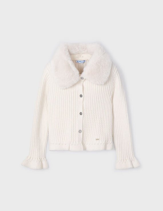 Girl fur neck cardigan