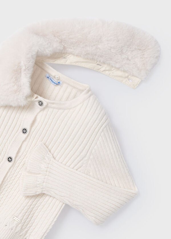 Girl fur neck cardigan