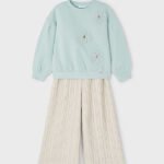 Girl Jumper with Pleated Trousers Set