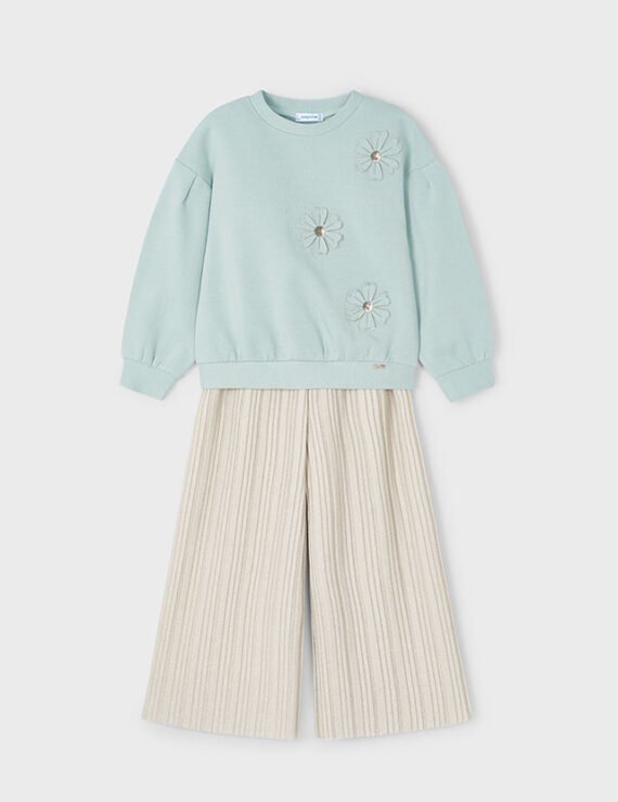 Girl Jumper with Pleated Trousers Set