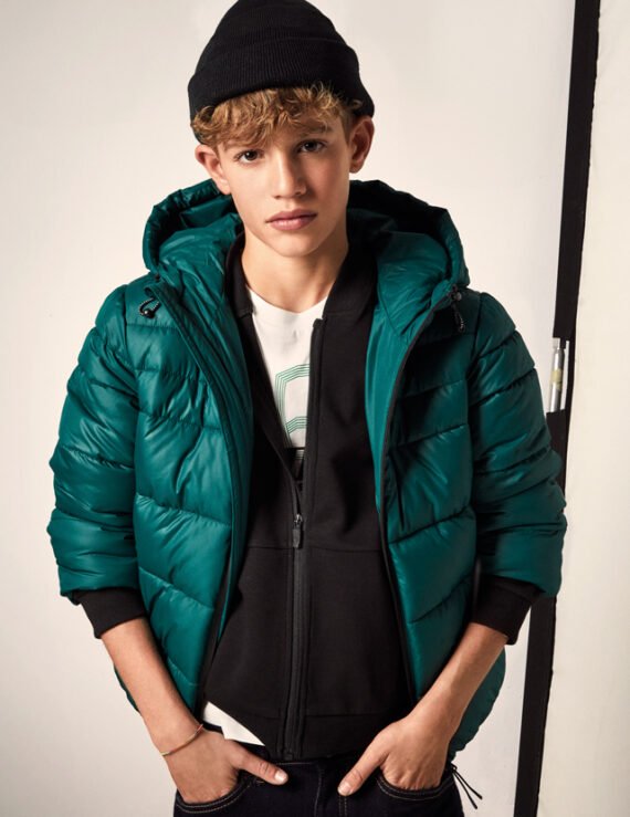 Boy Puffer Coat with Reflective Details