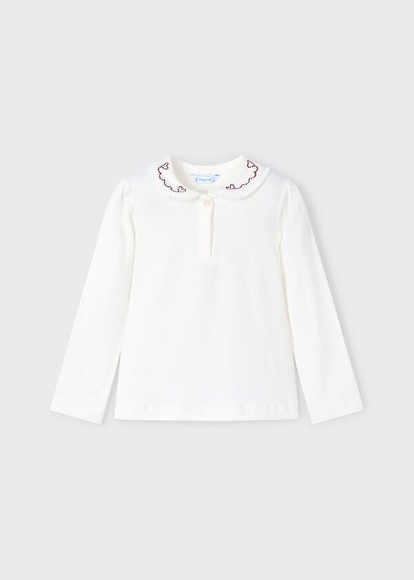 Girl Decorative Collar Polo Shirt