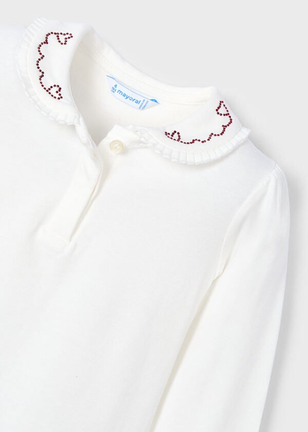 Girl Decorative Collar Polo Shirt