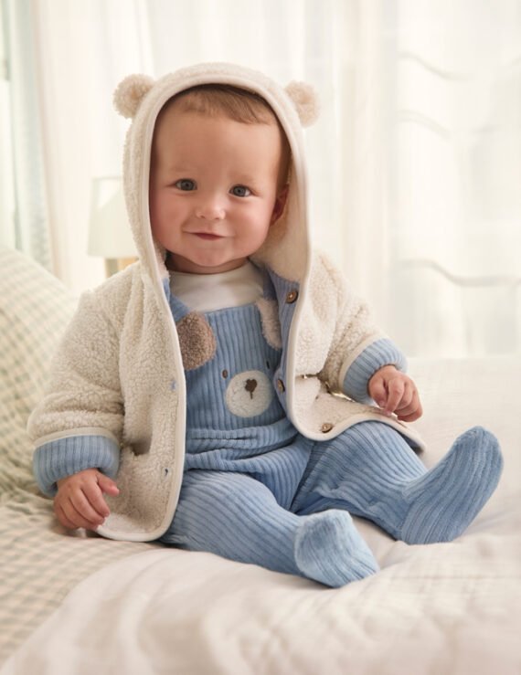 Newborn Boy Reversible Faux Sheepskin Coat