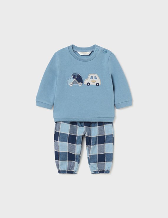 Newborn Boy Checked Trousers and Jumper Set