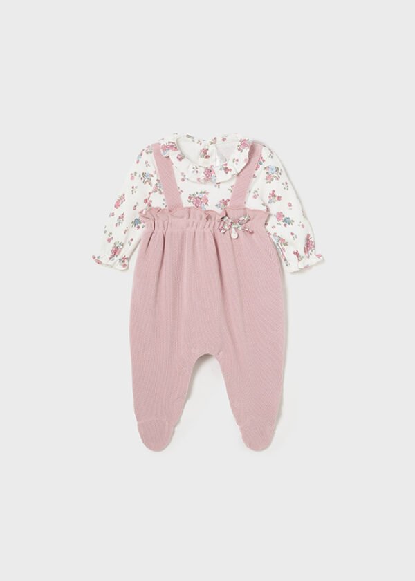 Newborn Girl Floral Dungarees Romper