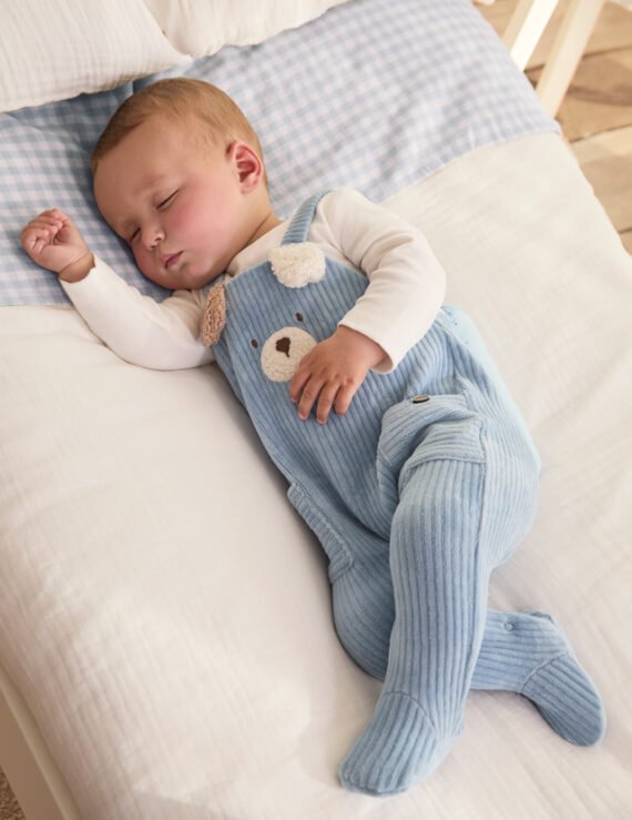 Newborn Boy Corduroy Teddy Romper