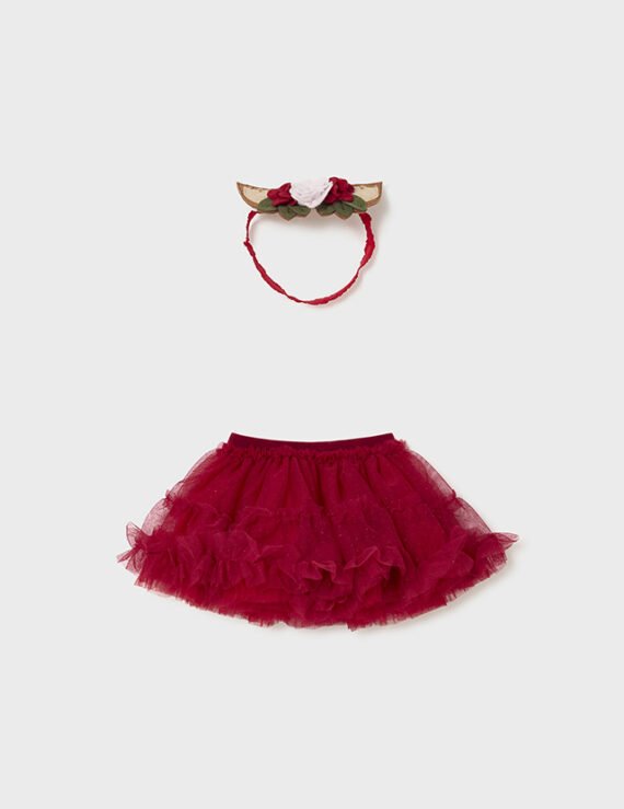 Newborn Girl Tulle Skirt with Ear Headband