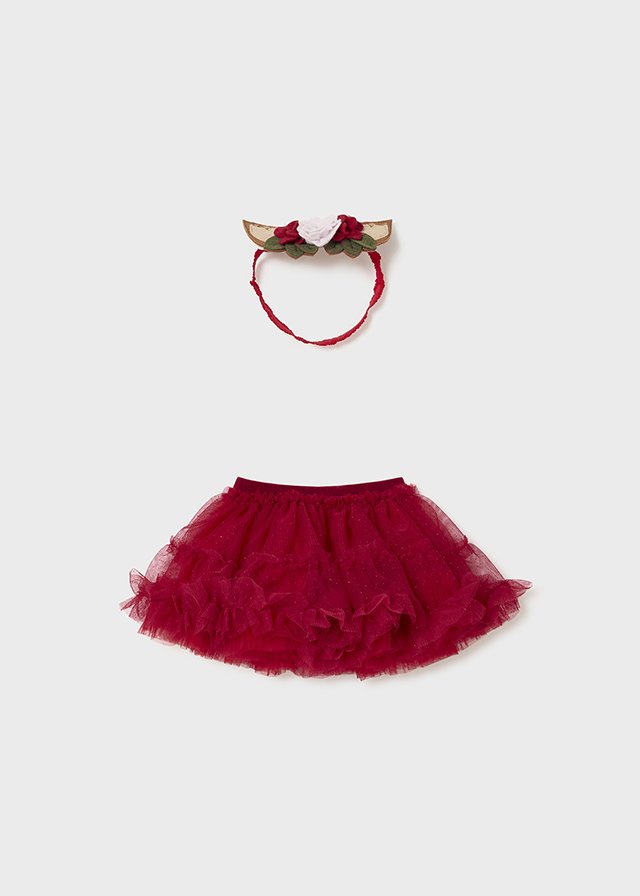 Newborn Girl Tulle Skirt with Ear Headband