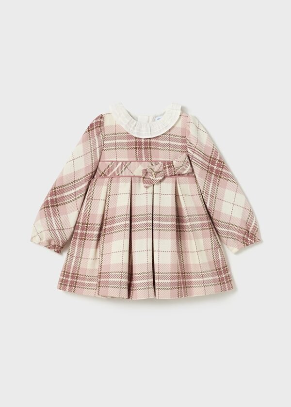 Baby Checked Ruffle Neck Dress