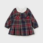 Baby Checked Ruffle Neck Dress