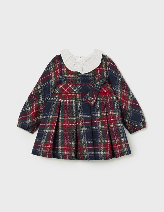 Baby Checked Ruffle Neck Dress