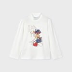 Girl print mock neck T-shirt