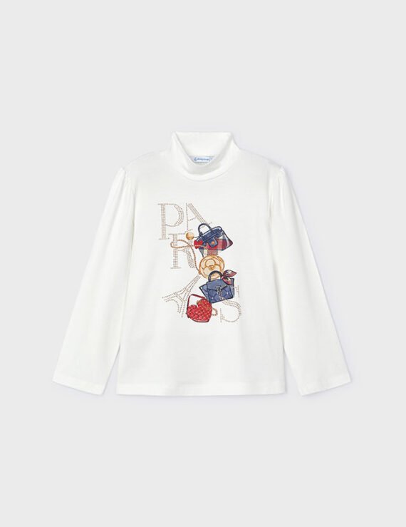 Girl print mock neck T-shirt