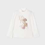 Girl print mock neck T-shirt