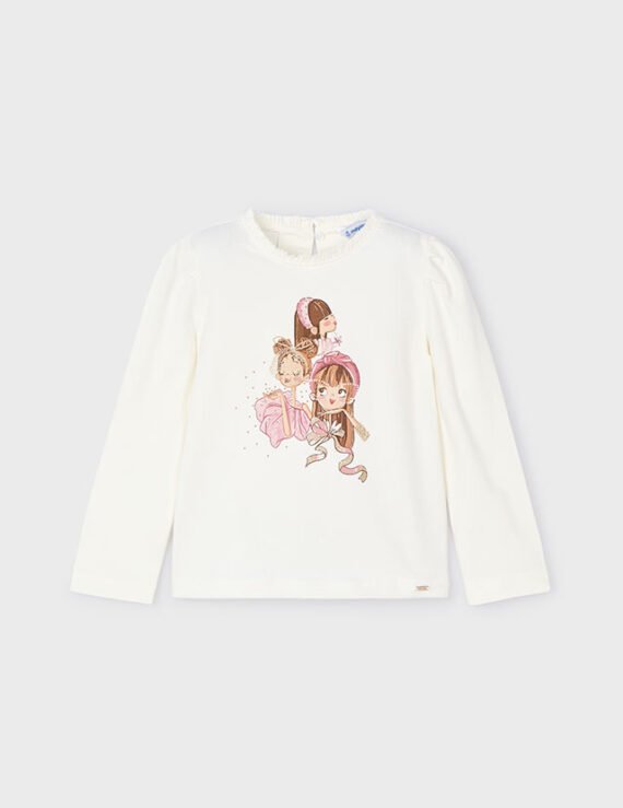 Girl print mock neck T-shirt