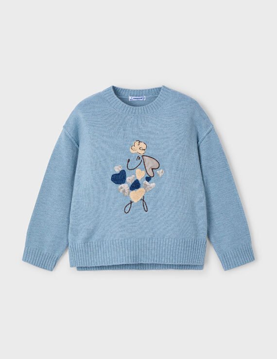 Girl Embroidered Puppy Jumper