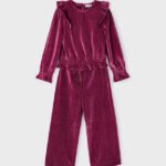 Girl Velvet Top and Trousers Set