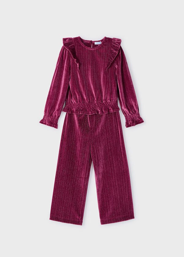 Girl Velvet Top and Trousers Set