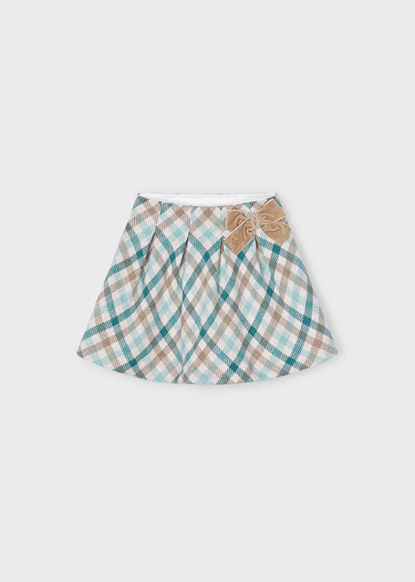 Girl Checked Skirt with Bow