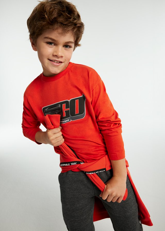 Boy Embossed Car Print T-Shirt