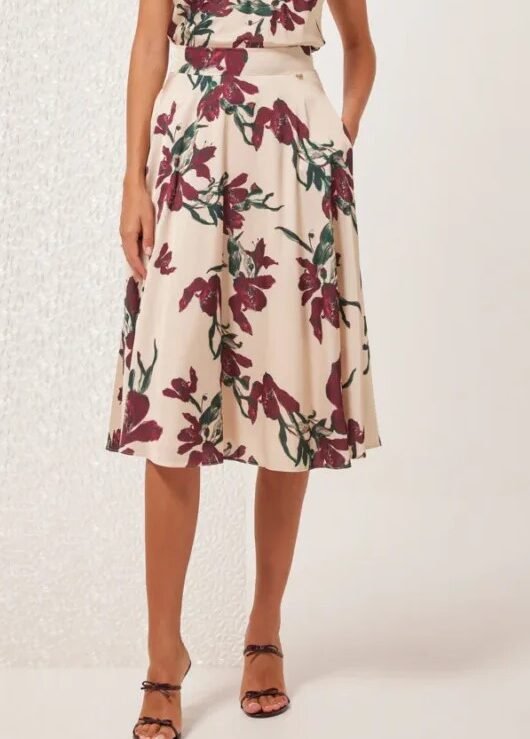 Midi skirt flower print