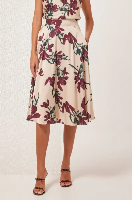 Midi skirt flower print