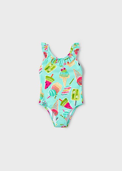 Girl print ruffle swimsuit