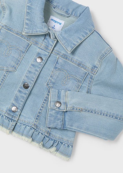 Girl ruffle hem denim jacket