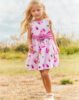 Girl print dress with bow