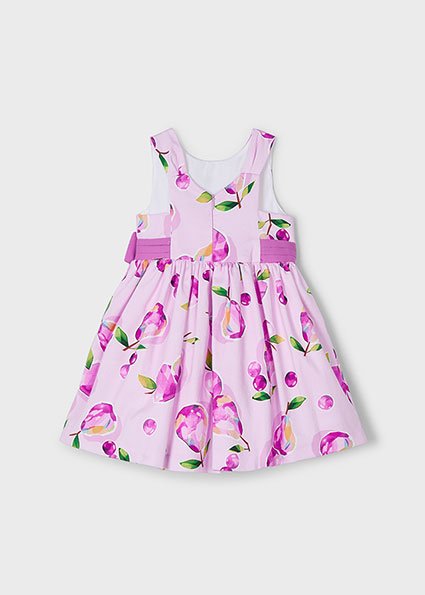 Girl print dress with bow