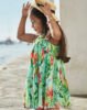 Girl pleated tropical dress