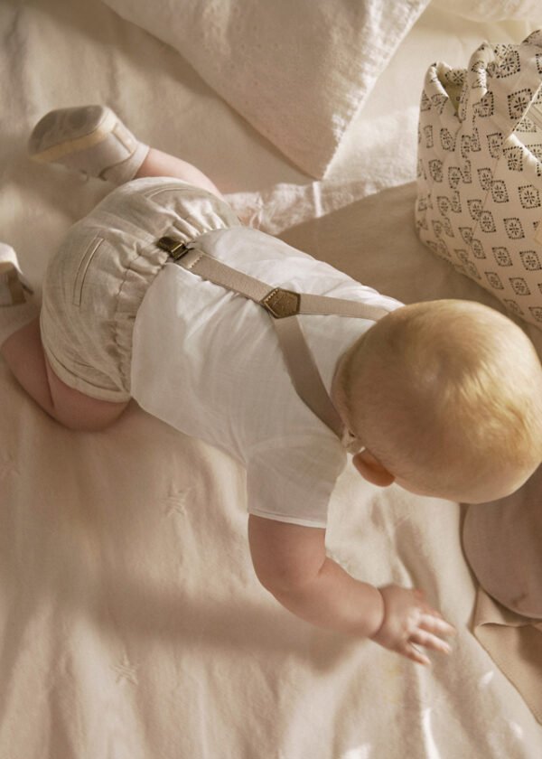 Newborn boy shorts with braces and shirt set