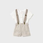 Newborn boy shorts with braces and shirt set