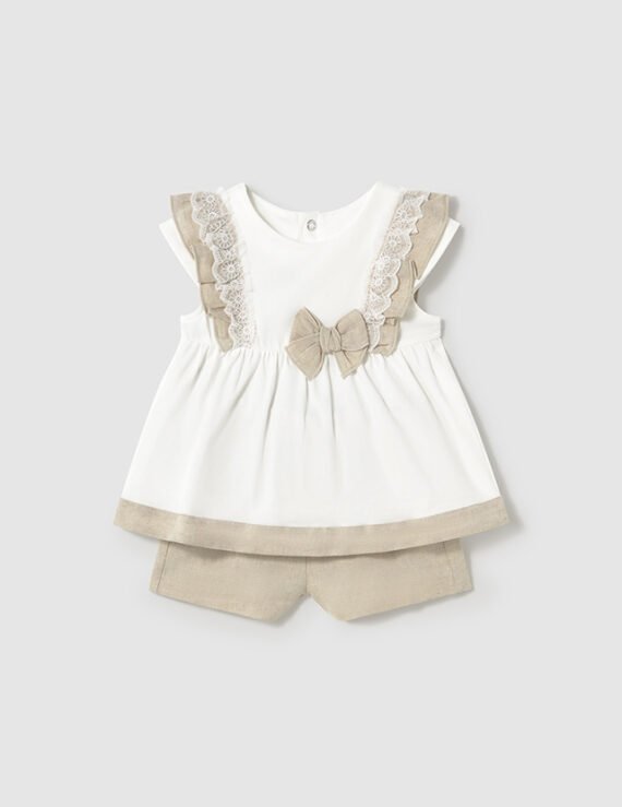 Baby linen shorts and blouse set