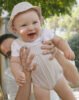 Newborn boy striped faux dungarees romper with striped hat
