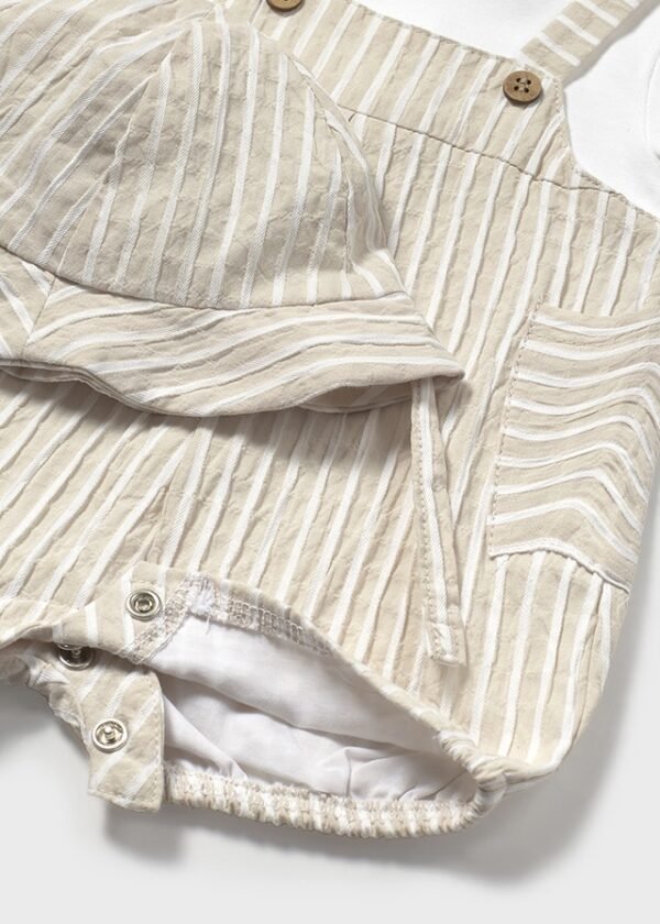 Newborn boy striped faux dungarees romper with striped hat