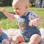 Newborn boy dungarees and t-shirt set