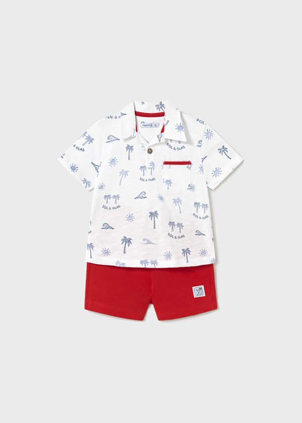 Baby print polo shirt set