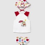 Newborn girl 3 piece swim set with solar protection
