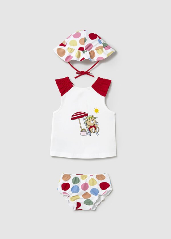 Newborn girl 3 piece swim set with solar protection