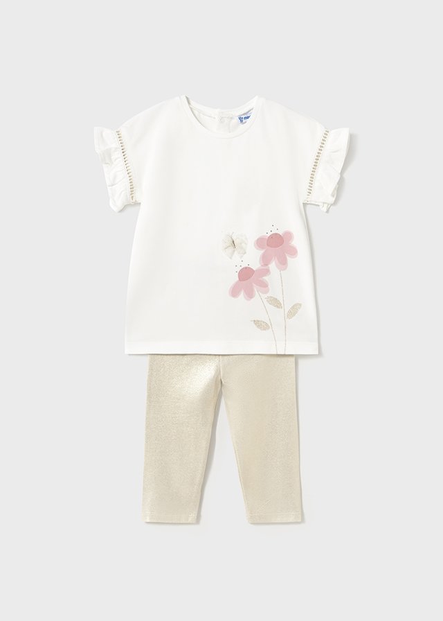 Baby tulle applique top with leggings set