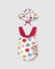 Newborn girl swimsuit with solar protective hat