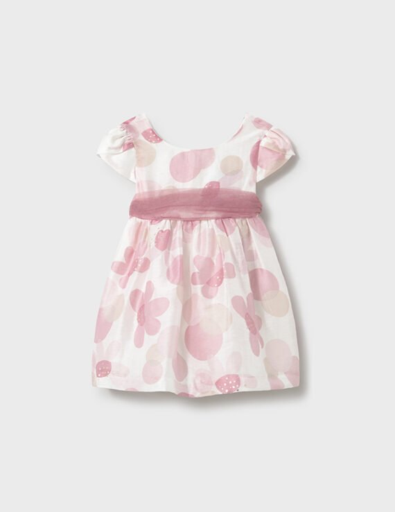 Baby print dress with tulle sash