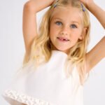 Girl pleated detail top